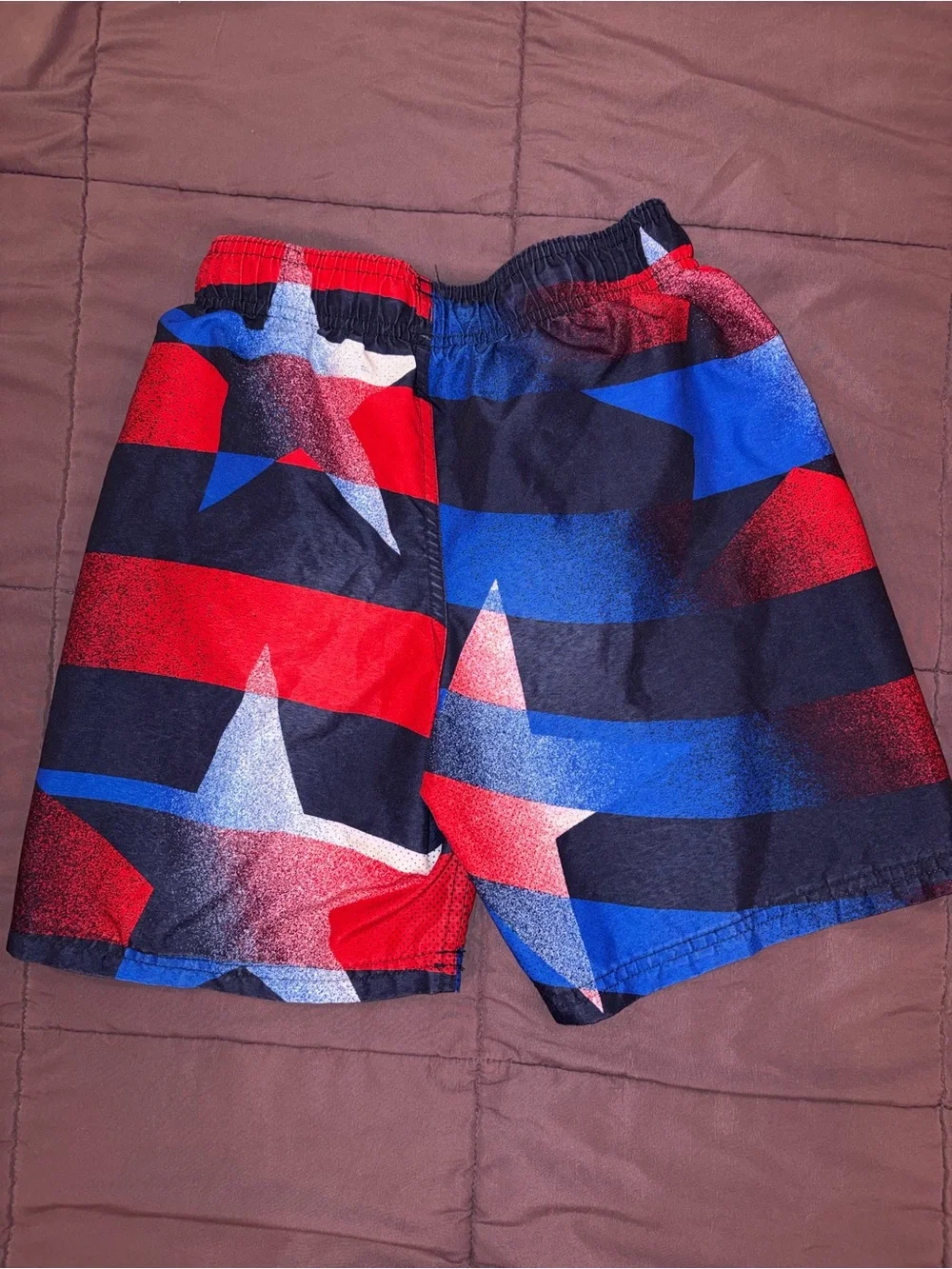 Under Armour Boys' Red, Blue & Black Star Print Swim Shorts Size 10/12